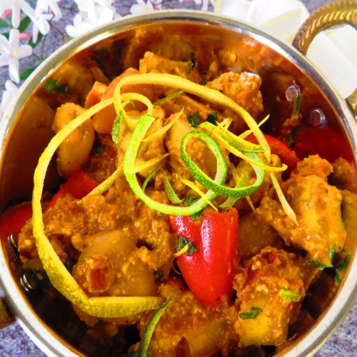 Paneer with cashews and rambutan