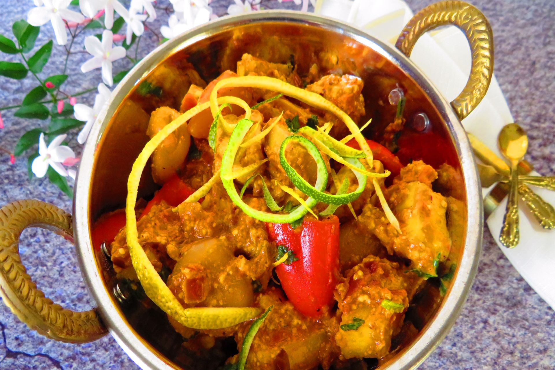 Paneer with cashews and rambutan