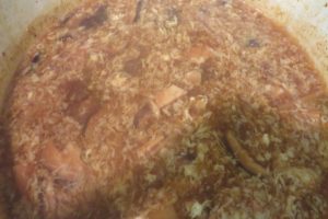 Egg ribbons in the Chinese Hot and Sour Soup