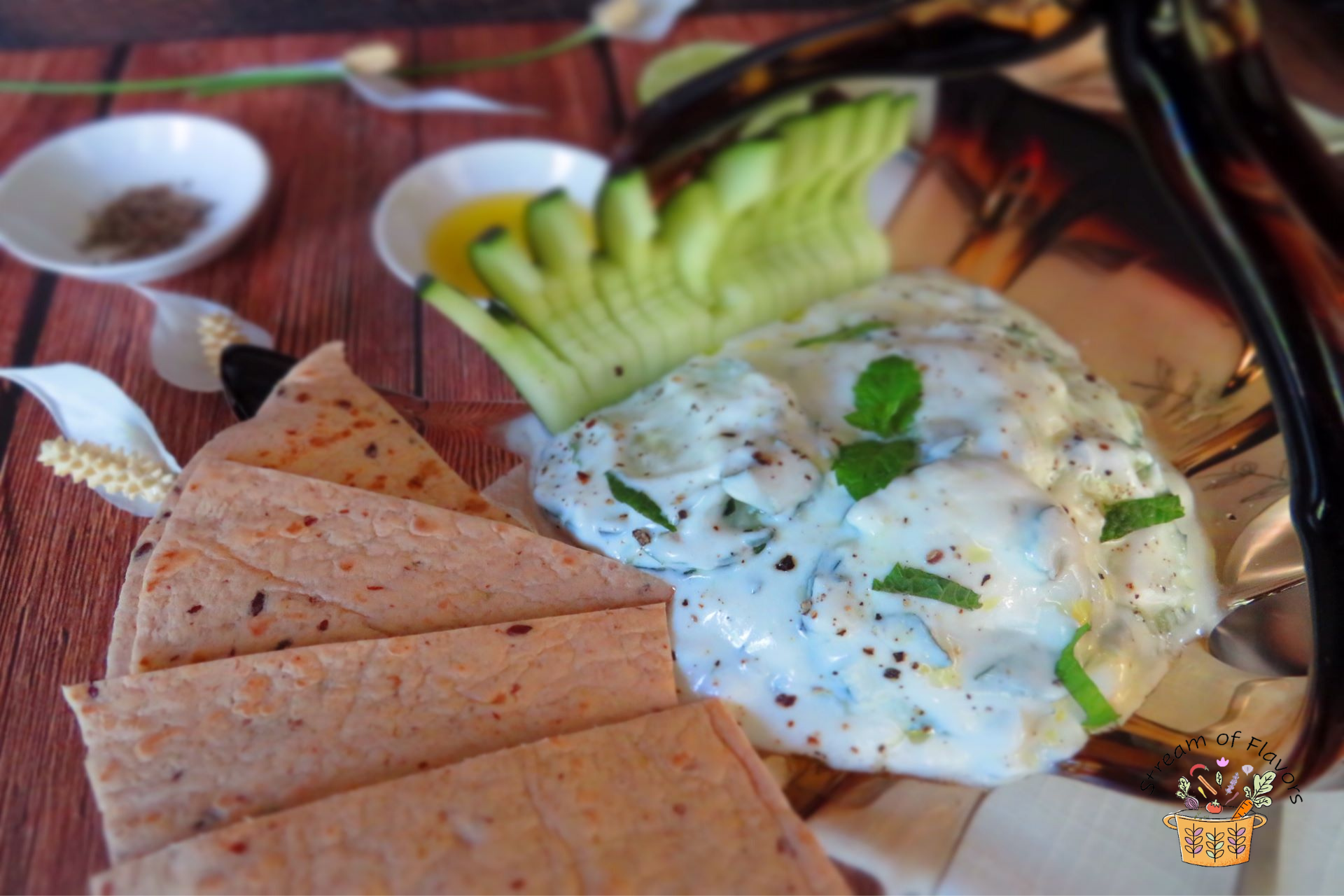 Tzatziki served with pita
