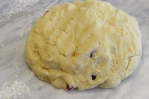 Soft dough made to cut into orange scones