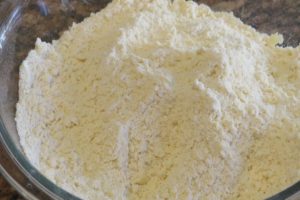 Butter rubbed into the flour for the Orange Scones