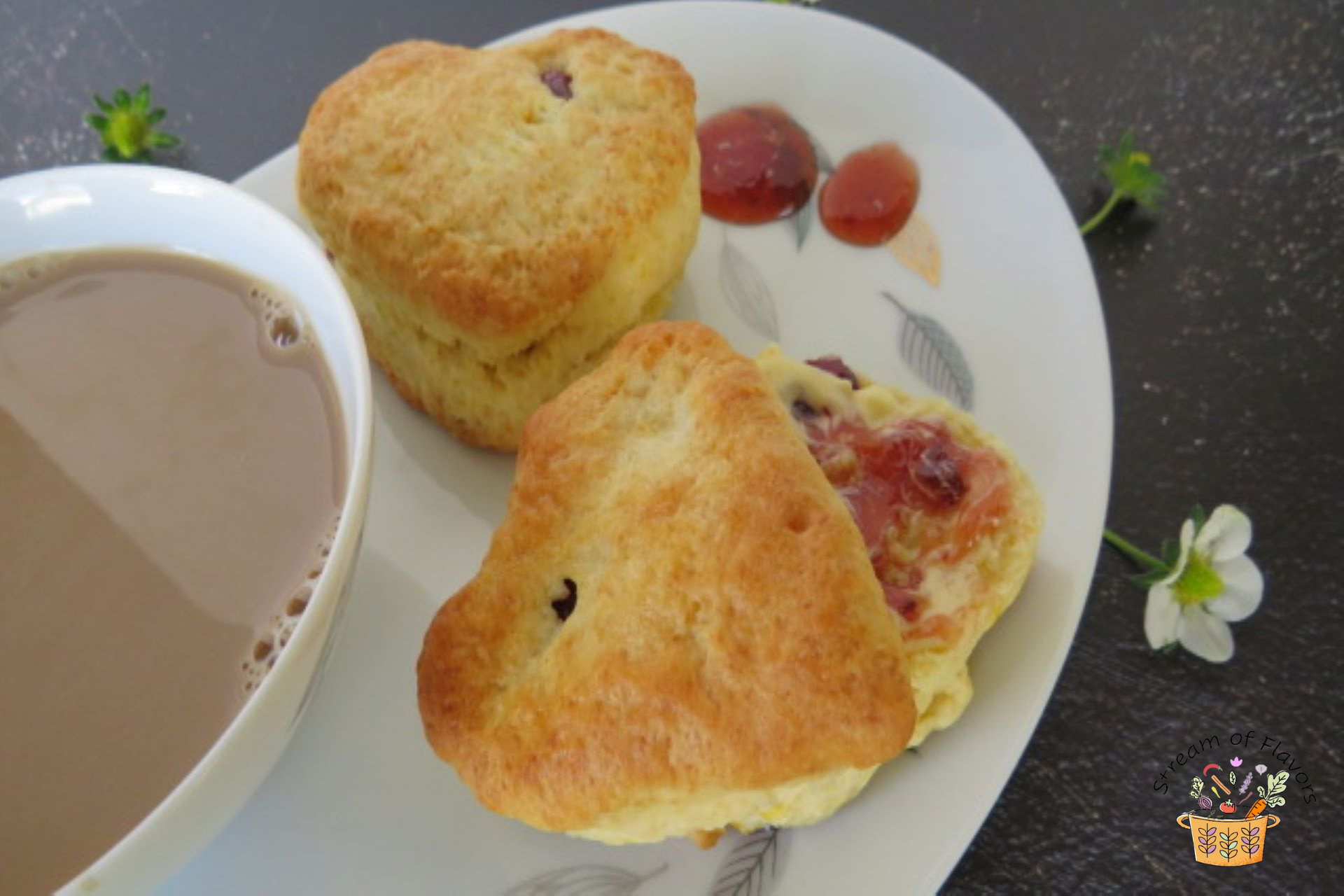 Orange scones served with butter and jam